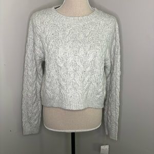 Jessica Simpson NEW cable knit gray soft fuzzy crop sweater size Medium